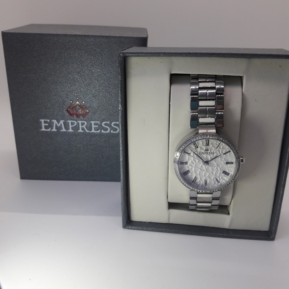 Empress Catherine Silver Watch w Crystals NEW